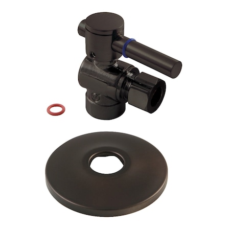 Kingston Brass CC43205DLK 1/2" Sweat x 3/8" OD Comp Quarter-Turn Angle Stop Valve with Flange, Oil Rubbed Bronze CC43205DLK